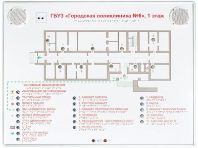 Тактильно-звуковая мнемосхема 920х1220 в комплекте с вертикальной стойкой арт. ИА23859
